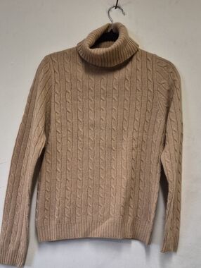 J. Crew Beige Cable-Knit Turtleneck Sweater Size L
